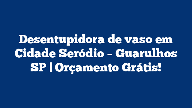 Desentupidora de vaso em Cidade Seródio – Guarulhos SP | Orçamento Grátis!