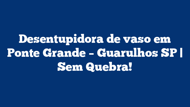 Desentupidora de vaso em Ponte Grande – Guarulhos SP | Sem Quebra!