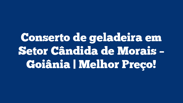 Conserto de geladeira em Setor Cândida de Morais – Goiânia | Melhor Preço!