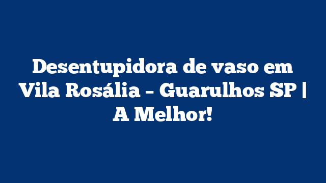 Desentupidora de vaso em Vila Rosália – Guarulhos SP | A Melhor!