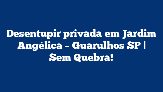Desentupir privada em Jardim Angélica – Guarulhos SP | Sem Quebra!